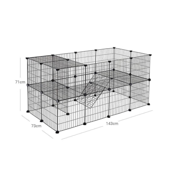 Rootzbur - Smådyrsbur - Husdyrbur - Dyrebur - Fuglebur - Hamsterbur - Kaninbur - ABS/metalwire - Sort - 143 x 71 x 73 cm (B x H x D)