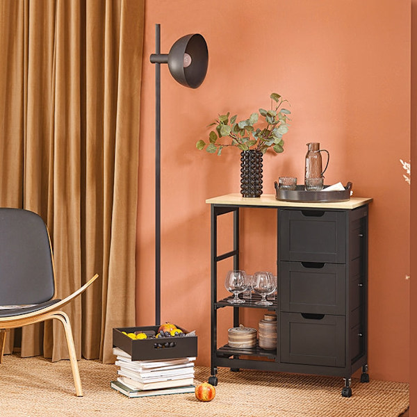 Rootz-säilytyskaappi - Lipasto - Järjestäjä - MDF ja mänty - 67cm x 84,5cm x 37cm - Siirrettävä pyörillä - Saatavilla 3 väriä