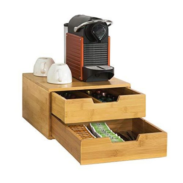 Rootz kaffemaskinställ & kaffekapselkapsel tepåsar Boxhållare Organizer med 2 lådor
