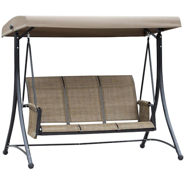 Rootz 3 -sits Swing Bench - Garden Swing - Patio Swing - Soltaket skydd - 196 cm x 128 cm x 172 cm