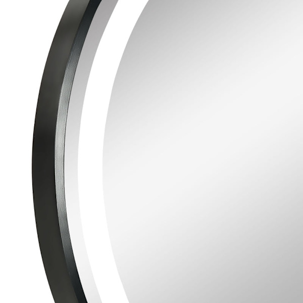 Rootz rund badrumsspegel - LED-upplyst sminkspegel - Väggmonterad sminkspegel - Aluminiumram - 60 cm x 4 cm - Svart