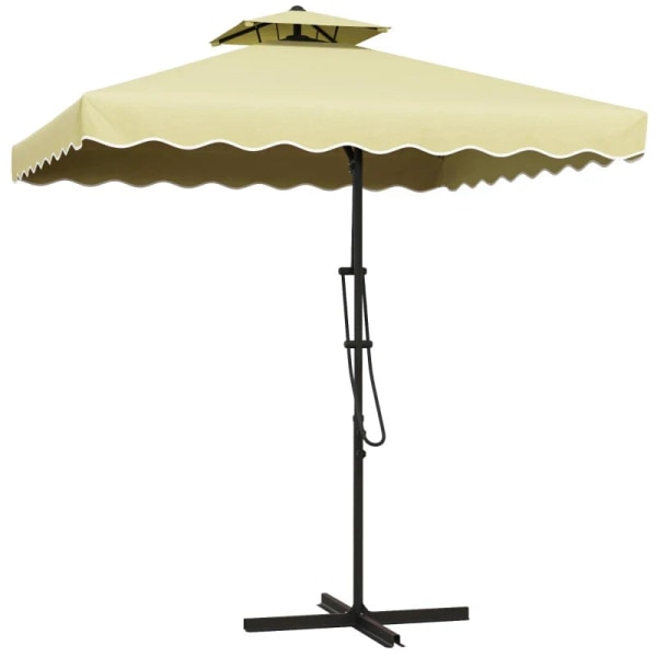Rootz Parasols Paraply - Cantilever paraply - Dekorativ kant - Ventilations baldakin - Offset design - Paraply tag - Metal-polyester - Beige - 2,4x2,4