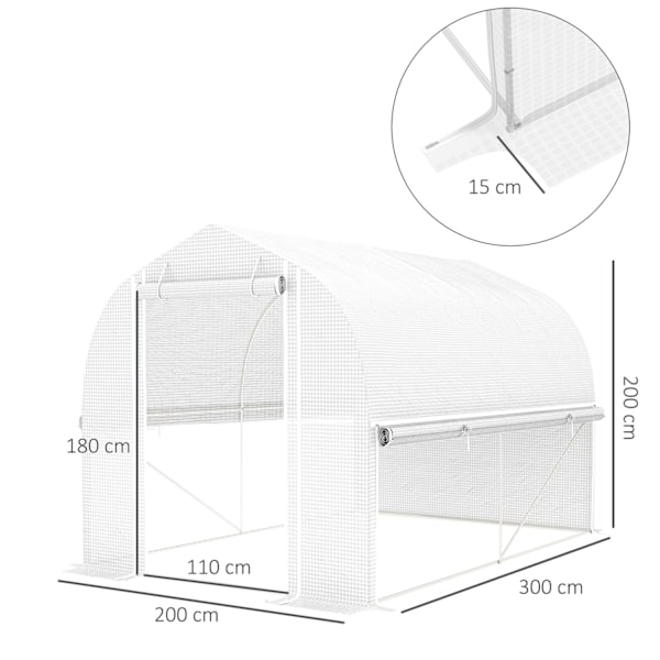 Rootz Polytunnel Greenhouse - Tunnel Greenhouse - Garden Canopy - UV Resistent Protection - 300cm x 200 cm x 200 cm