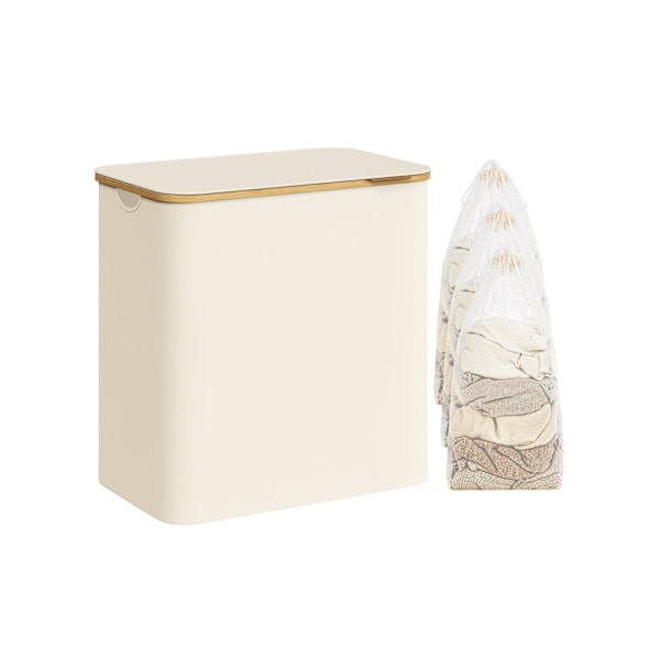 Rootz Portable Cream White Folding Tvättkorg - Korg - Hopfällbar förvaringsfack - 600D Oxford-tyg - Bambu - Glasfiberstänger - Lättvikts - Hållbar - U