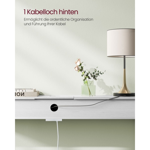 Rootz Snehvide spånpladestålsidebord - Endebord - Natbord - Power Strip - Letvægts - Robust - Nem montering - 25 cm x 120 cm x 81,1 cm
