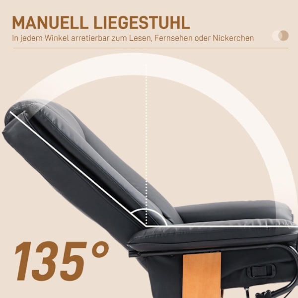 Rootz Fåtölj - TV-fåtölj - Fåtölj - Kompakt storlek - 135° recline - 360° roterande bas - konstläder - 78cm x 88cm x 103cm