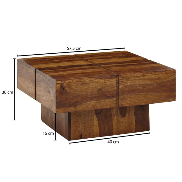 Rootz sohvapöytä 57,5x57,5x30 cm massiivi sheesham-puinen sohvap