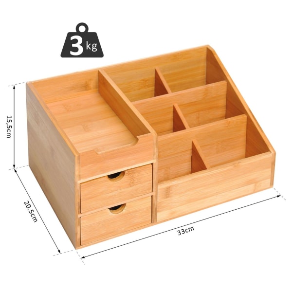 Rootz Desk Organizer - Bruin - Bamboe - 12,99 cm x 8,07 cm x 6,1
