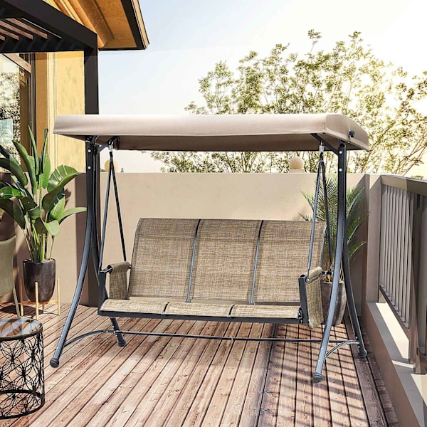 Rootz 3 -sits Swing Bench - Garden Swing - Patio Swing - Soltaket skydd - 196 cm x 128 cm x 172 cm