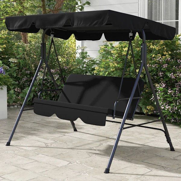 Rootz Hollywood Swing - Havesenge - Gyngebænk - 3 personers - Vejrbestandig - Stål-polyester - Sort - 172cm X 110cm X 153cm