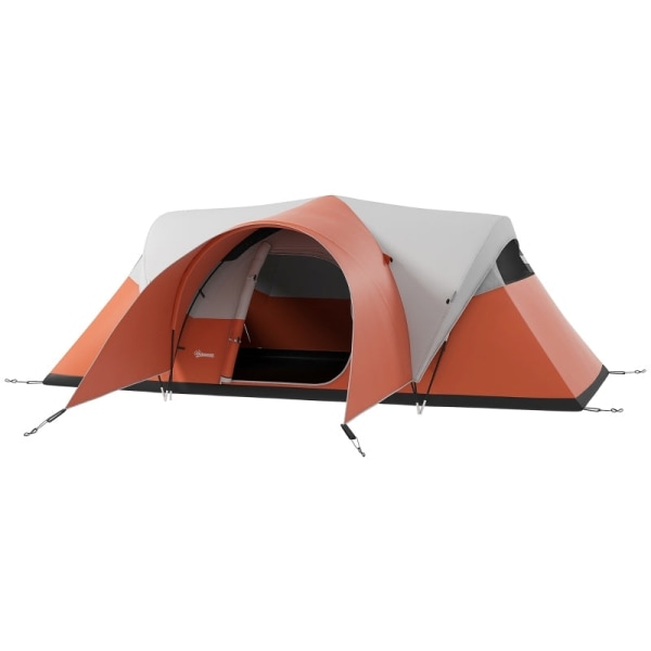 Rootz 5-6 personers campingtelt - Familietelt - Vandtæt telt - Rummeligt design - Forbedret ventilation - 550L x 300W x 198H cm - Orange