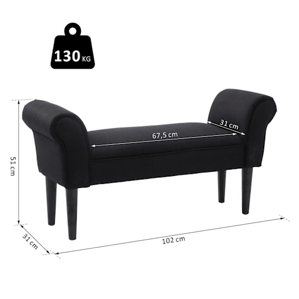Rootz BedBänk - Svart - Konstruerat trä, skum - 40,15 cm x 12,2 cm x 20,07 cm