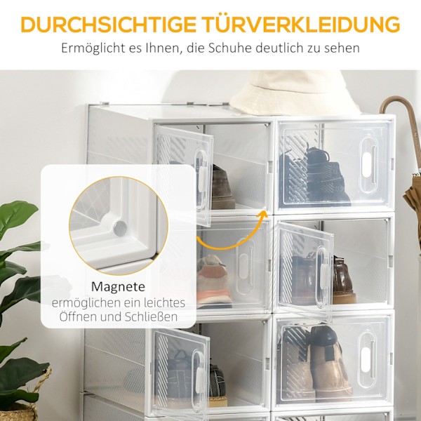 Rootz 8 stykker sko rack - Stackable skobokse - Modulær skoarrangør - Støvbeskyttelse - 28 x 36 x 21 cm