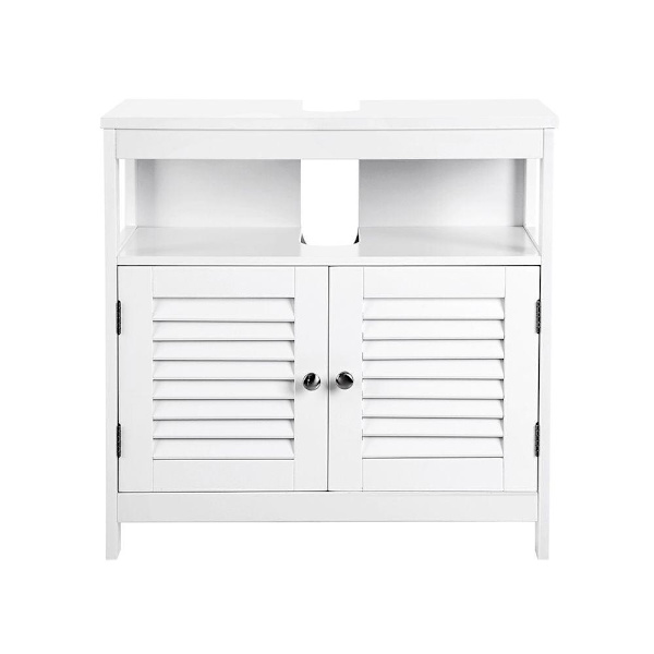 Rootz Tvättställsskåp - Skyddsdörrar Tvättställsskåp - Underdel - Badrumsskåp - Underhållsskåp - MDF-skiva - Vit - 60 x 60 x 30 cm (B x H x D)
