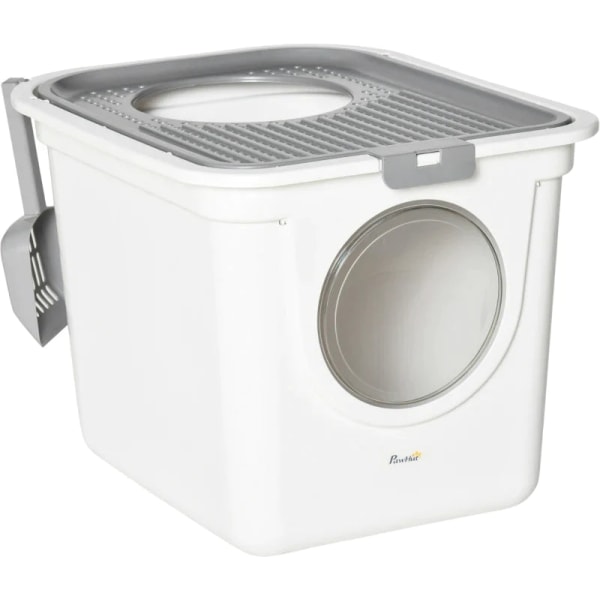 Rootz Cat kattebakke - Maksimal belastning 5 kg - Rumventileret - 2-vejs kattebakke - Kattebakker - Hvid + Grå - 44L x 55W x 39Hcm.