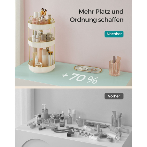 Rootz Roterende Make-up Organizer - Vanity Organizer - Kosmetisk opbevaring - Metal & PET Plast - 23cm x 23cm x 46cm