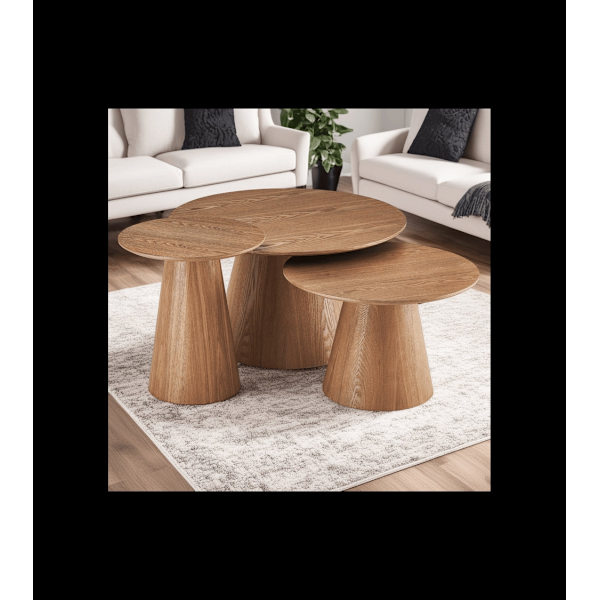 Rootz-sohvapöytä - Moderni keskipöytä - Tyylikkäät olohuoneen kalusteet - Kestävä MDF & tammiviilu - Tilava 80cm x 80cm x 45cm