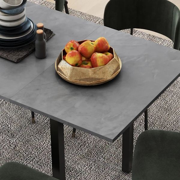 Rootzin ruokapöytä - Keittiön pöytä - Jatkettava - Liukumaton lattia - 6 hengelle - MDF-teräs - Tummanharmaa - 160L x 70W x 76K cm