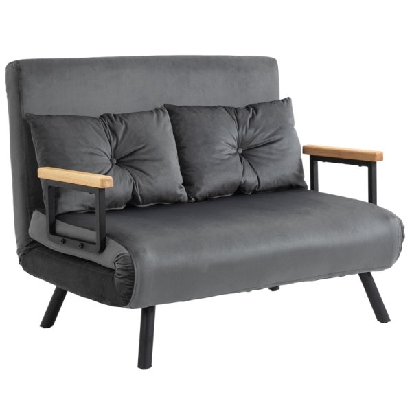 Rootz 2-personers fløjlssovesofa - sovesofa - sovesofa - Justerbart ryglæn - tyk polstring - 102 cm x 73 cm x 81 cm (sofa) / 183 cm x 98,5 cm x 26 cm