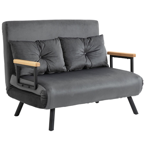 Rootz 2-sits sammetsbäddsoffa - bäddsoffa - bäddsoffa - justerbart ryggstöd - tjock stoppning - 102 cm x 73 cm x 81 cm (soffa) / 183 cm x 98,5 cm x 26