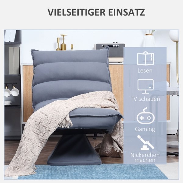 Rootz drejelig lænestol - Vippelig ryglæn - Læderlook stol - Justerbart ryglæn - 360° roterende sæde - Åndbart mikrofiberbetræk - 62cm x 70cm x 95cm