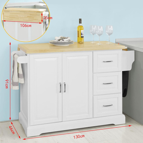 Rootz Extendable Kitchen Island Kitchen - Kaappiseinäkeittiö - S