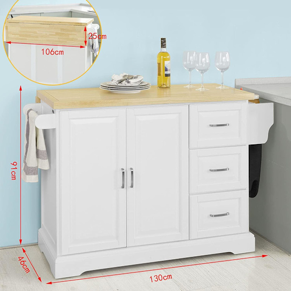 Rootz Extendable Kitchen Island Kitchen - Kaappiseinäkeittiö - Säilytysvaunu kumipuutyötasolla