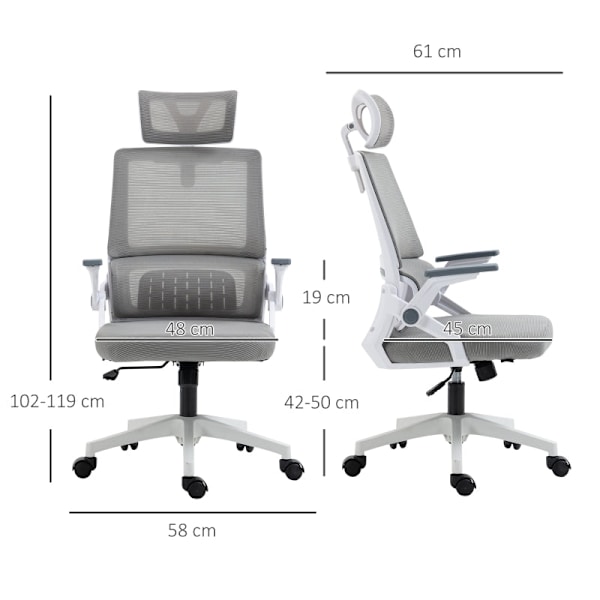 Rootz Vinsetto kontorsstol - Skrivbordsstol - Ergonomisk stol - Ultimat komfort - Justerbar höjd - Svankstöd - 58cm x 61cm x 102-119cm
