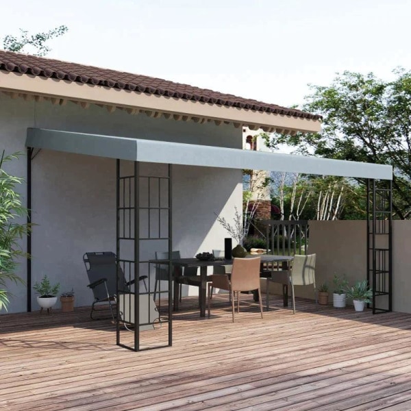 Rootz Pergola - Gazebo - Pavillon - Baldakintelt - Metal/Polyester - Grå - 3,98L x 2,98W x 2,5H m
