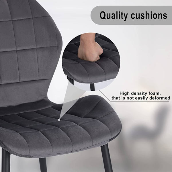Rootz Velvet spisestuestolesæt med 4 - Komfortable stole - Stilfulde siddepladser - Rivefast fløjl, Ergonomisk design, holdbart metalstel - 47 cm x 79