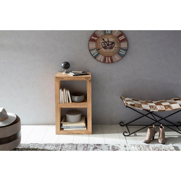 Rootz teline hylly massiivipuu akaasia 88 cm korkea 2 hyllyä design puuhylly luonnontuote sivupöytä maalaistalon tyyliin