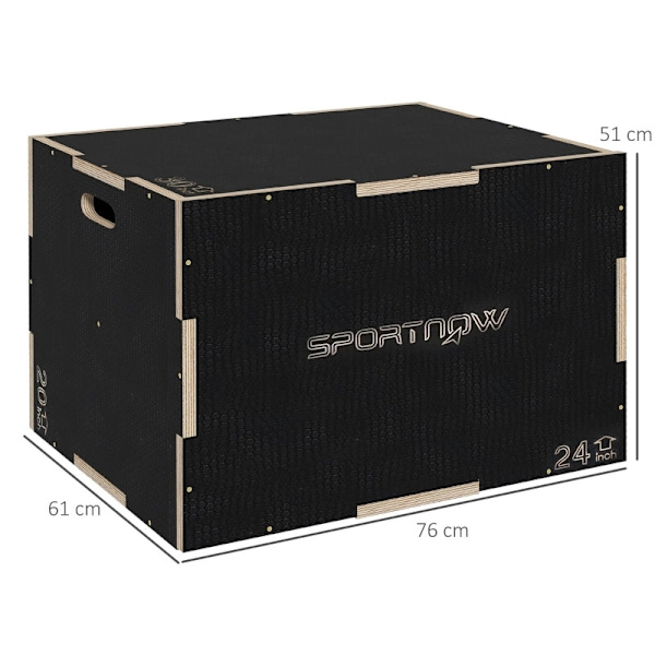 Rootz Wooden Plyometric Jump Box - Crossfit Jump Trainer - Box Jump Utrustning - Bokträ - 76cm x 61cm x 51cm