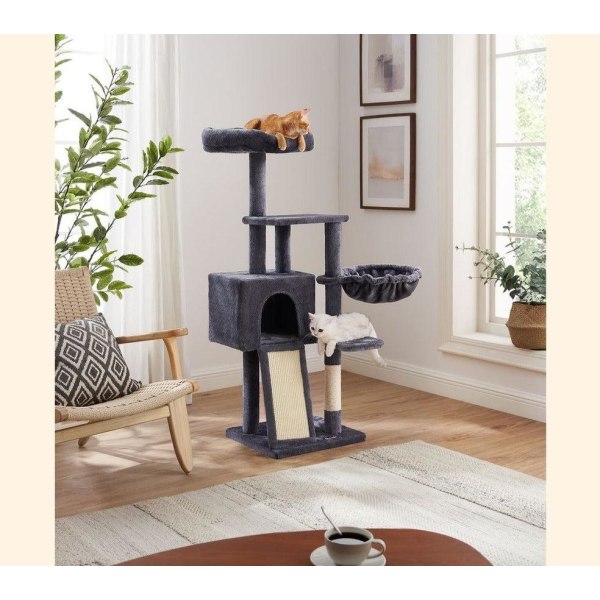 Rootz Cat Tree - Skrapstolpe med grotta - Kattträd med solplats - Kattklätterträd - Kattaktivitetsträd - Kattlekträd - Modernt kattträd - Kattträdhus