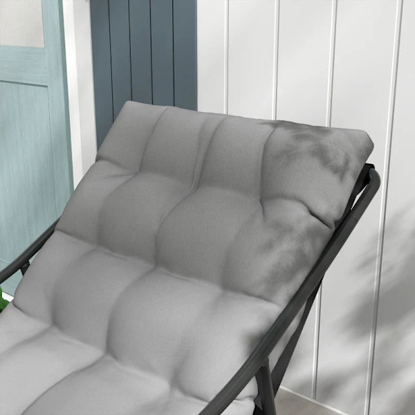 Rootz-nojatuoli - Puutarhatuoli - Paksu istuin - Puutarhasohva - PP Puuvilla - Teräs-polyesteri - Harmaa - 62L x 110W x 88K cm