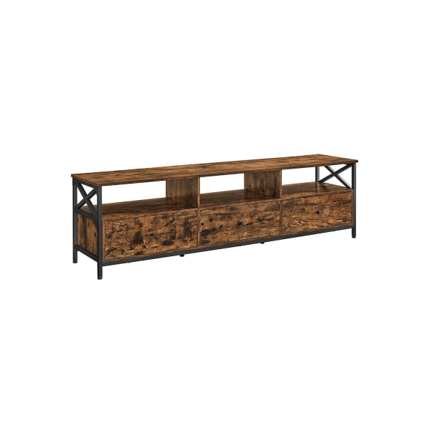 Rootz Vintage ruskea-musta TV-taso - Viihdekeskus - Mediakonsoli - Lastulevy- ja teräsrakenne - 40cm x 178cm x 50cm - Max. Pöytäkantavuus 65 kg - Max.