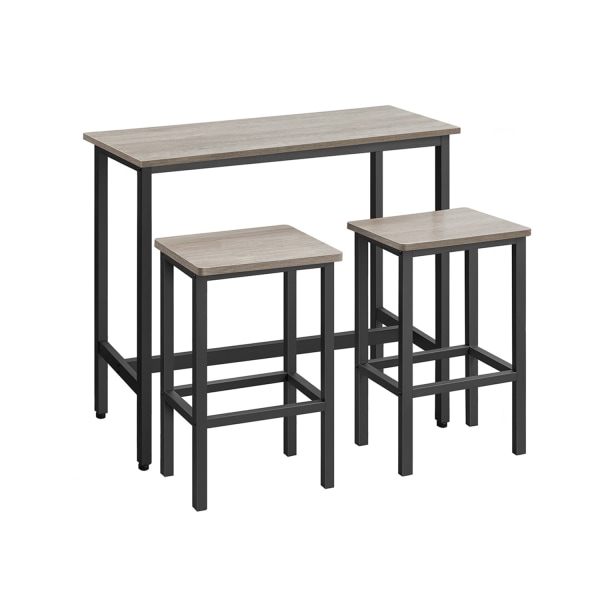 Rootz 3-osainen baaripöytäsetti - Pub-pöytä - Tason korkeuspöytä - Lastulevy ja teräs - Greige kirjava muste - 100 cm x 40 cm x 90 cm - 40 cm x 30 cm
