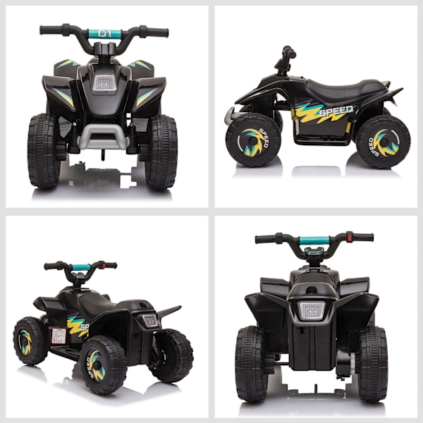 Rootz Quad Electric Ajoneuvo lapsille - Lasten akkuauto - ajo -lelu - realistinen ajokokemus - 72 x 40 x 45,5 cm musta