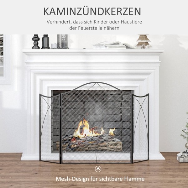 Rootz Pejsebeskyttelsesgitter - Ildvagt - Brandskærm - Metalkonstruktion - Foldbare paneler - Pulverlakering - 126cm x 76cm x 2cm