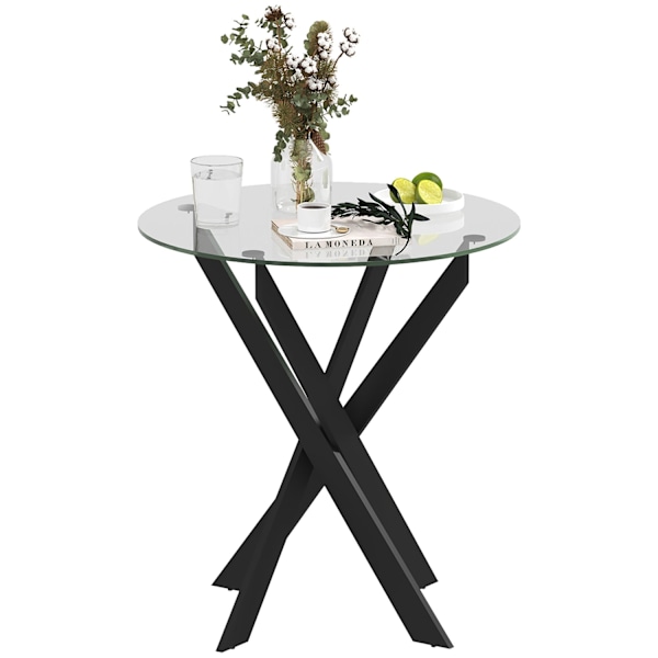 Rootz Modern Glass -Egg Table - Spisebord - Køkkenbord - Skrab -resistent - 70 cm diameter x 75 cm højde
