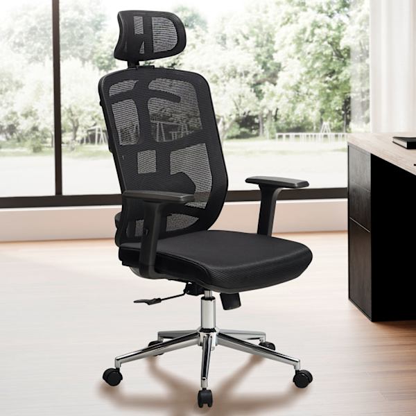 Rootz Modern Swivel Chair - Kontorsstol - Ergonomisk stol - Meshöverdrag - Justerbart svankstöd - 120-130cm x 68cm x 68cm