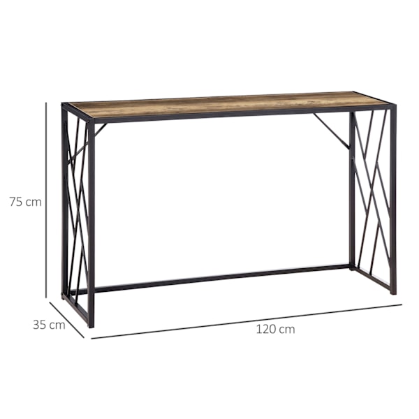 Rootz Console Table - Hallway Table - Industrial Design - Robust Metal Frame - 120 cm x 35 cm x 75 cm