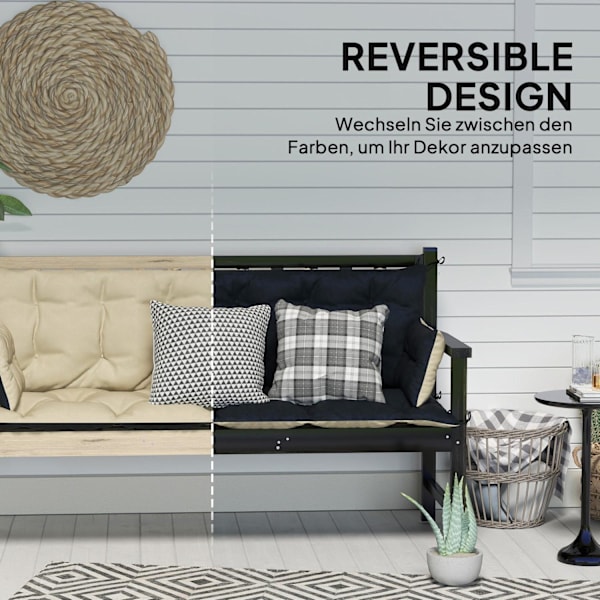 Rootz Outdoor Pillow Set-Garden Pushion-Swing Seat Pad-Splash-Repellent Comfort-180 cm x 110 cm x 8 cm-Brun og sort