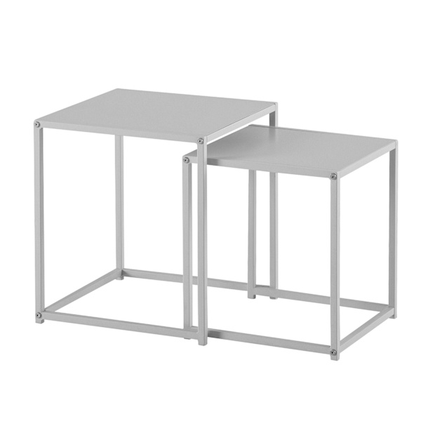 Rootz sideborde i industriel stil - Firkantede endeborde - Indlejringsborde - Malet stål - 40 cm x 40 cm x 45 cm & 35 cm x 35 cm x 40 cm - Hvid