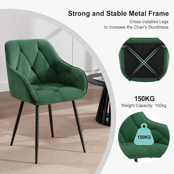Rootz Velvet Dining Chair - Elegant stol - Bekväm sittplats - Lyxig känsla - Robust konstruktion - Ergonomisk design - 56cm x 83,5cm x 53cm