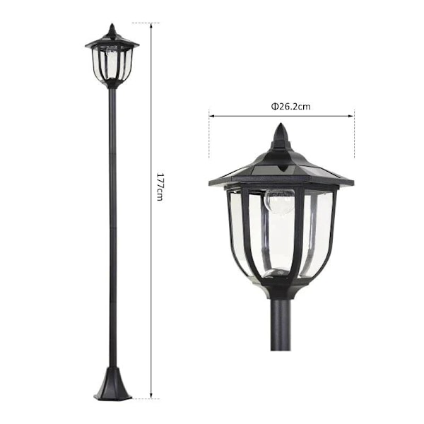 Rootz Garden Light - Solar LED Garden Lantern - Lantern - LED Lamp Post - Plastic - Black