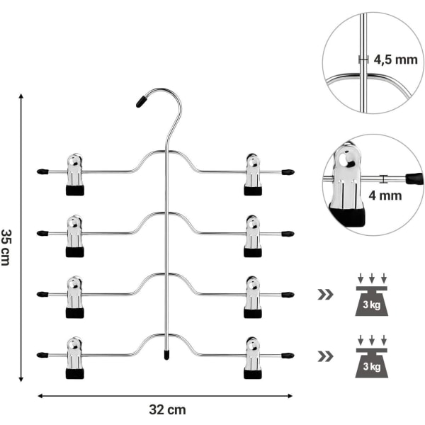 Rootz byxhängare 4 lager - Klädhängare 3 stycken - Byxstång