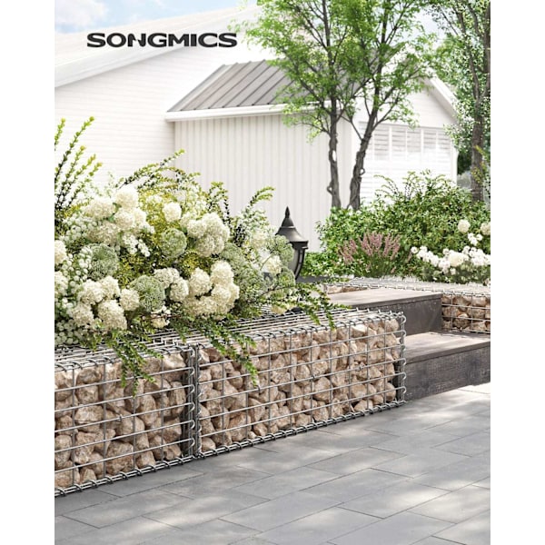 Rootz Gabion -korisarja - Lankakori - Metalliverkko - Galvanoitu teräs - 100cm x 30cm x 30cm - Ulkopuutarhasisustus - Tee-se-itse gabion-aita