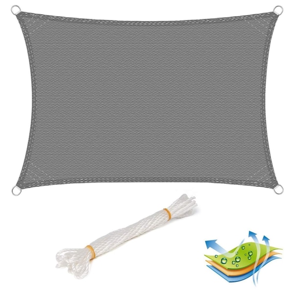 Rootz HDPE Sun Sail Canopy - Shade Segel - Privacy Screen - UV-skydd - Hållbar & rivtålig - Enkel installation - 3,5 m x 5 m
