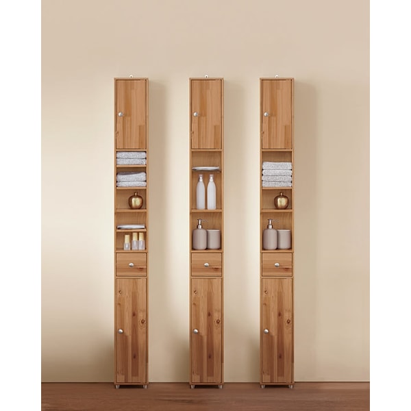 Rootz Cedar Badeværelsets kabinet - Tall Storage Unit - Rumbesparende arrangør - Miljøvenlig Cedar - 20x180x20cm