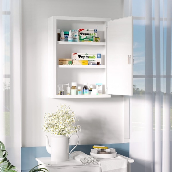 Rootz Kleankin Medicinskåp - Säker förvaring - Barnsäker organisatör - Kallvalsat stål - 40 cm x 15 cm x 53,5 cm